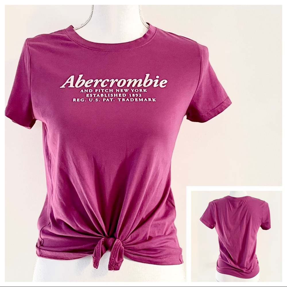 Girl’s Abercrombie Kids Knot-Front Graphic Logo Tee Size 13/14